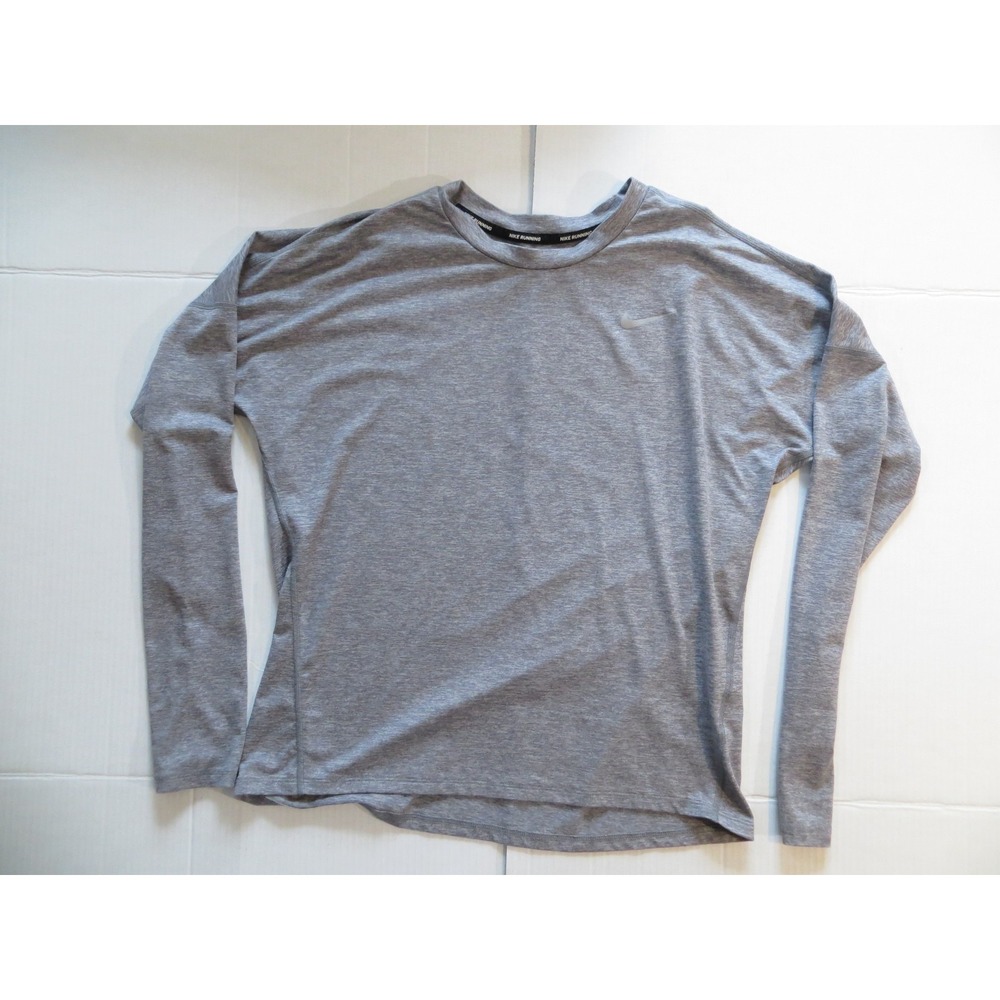 Nike Dri-FIT Shirt Mens Medium Gray Long Sleeve Running Athletic Lightweight Top